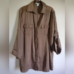 WD.NY Woman Button Up Silky Blouse 1X